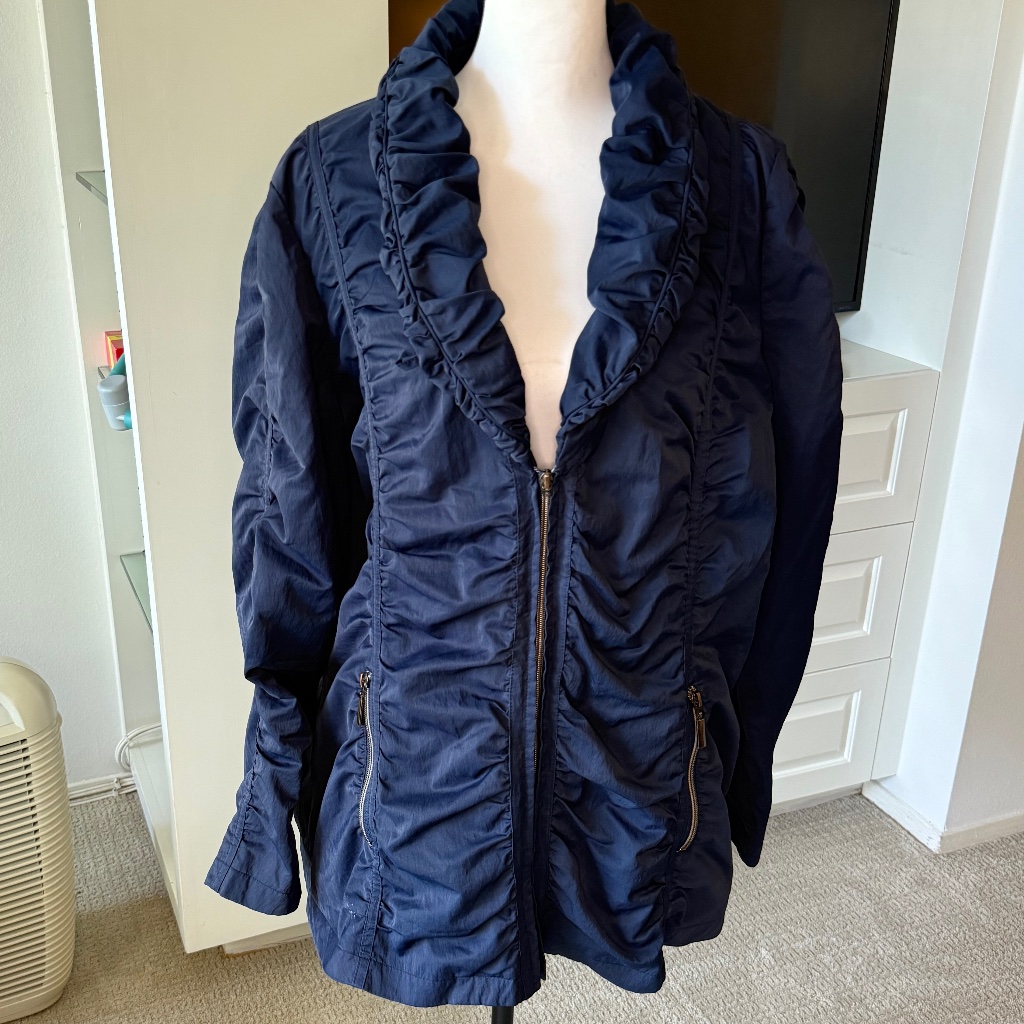 Laura Torelli Italy - Ruched Tech Jacket Navy (Us Size 1214)